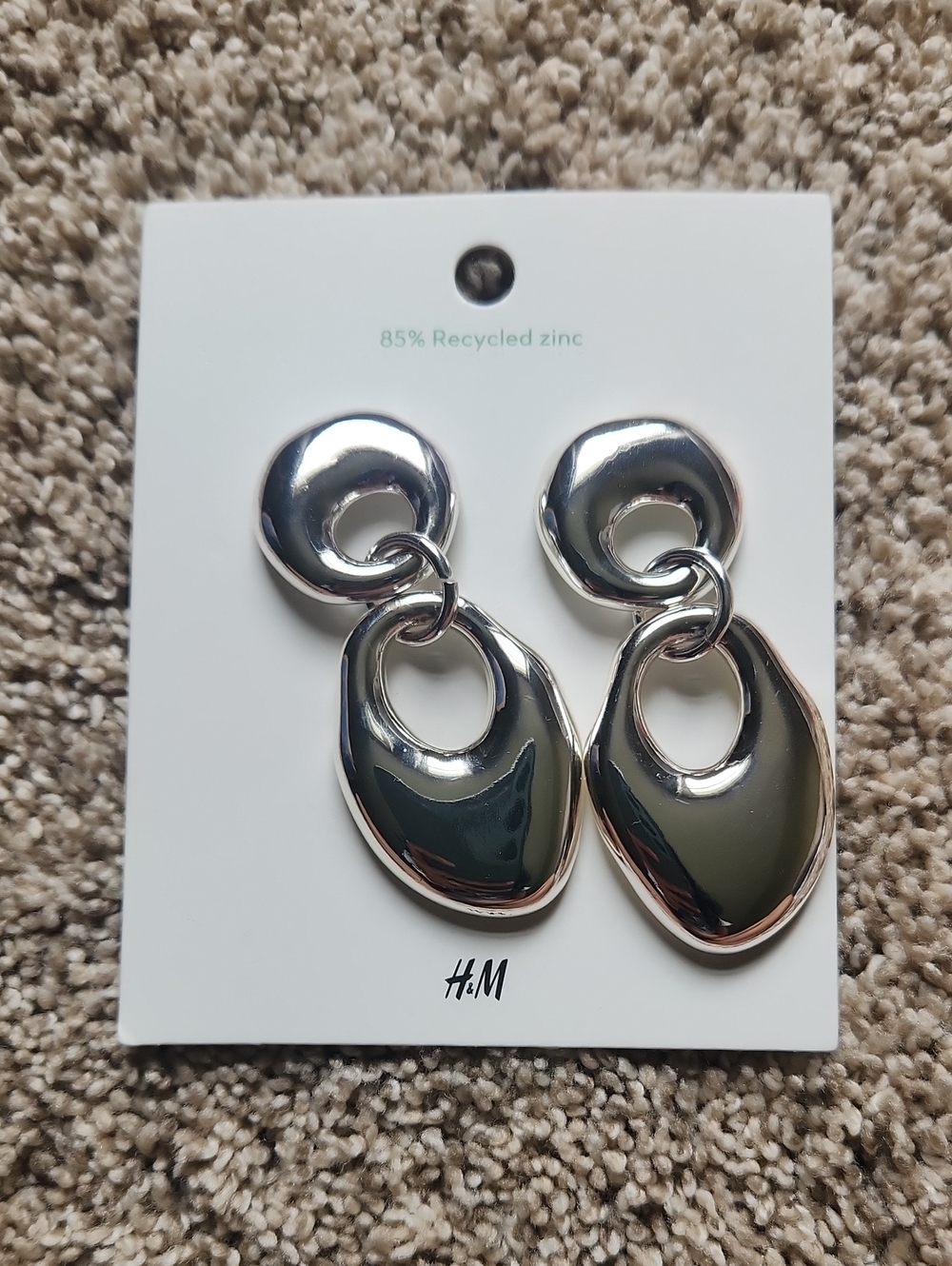 H&M Polished Silver Link Drop Earrings